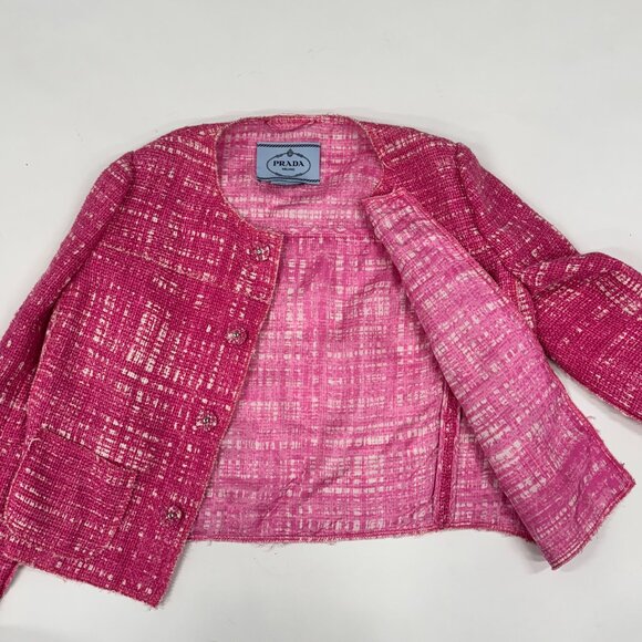 Prada Pink Tweed Button-Front Blazer - Picture 3 of 9